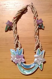 Hecho en Filipinas Collar con Cuentas con Incrustaciones Set Floral Distintivo 7" L - Imagen 1 de 21