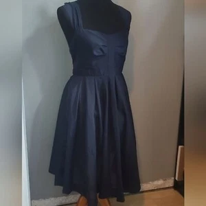Rafaella Navy Blue Fit and Flare Knee Dress 14P - Picture 1 of 12