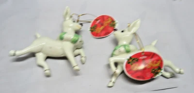 Lote 2 distribuidores vintage de adornos de árbol de Navidad de renos Deca Noel CTG Foto 1 de 4