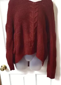 Womens No Boundaries Rust knit sweater 2XL Chunky pattern, Braid accent - Picture 1 of 5