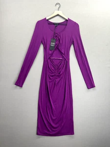 Alloy Apparel Womens Purple Midi Dress Bodycon Long Sleeve Scoop Neck NWT Size S - Picture 1 of 13