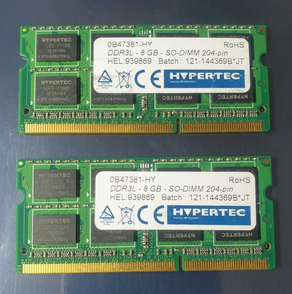 HYPERTEC 16GB 2X8GB DDR3L 2RX8 1600MHz PC3L-12800S 204pin Laptop Memory RAM 369B - Image 1 of 1