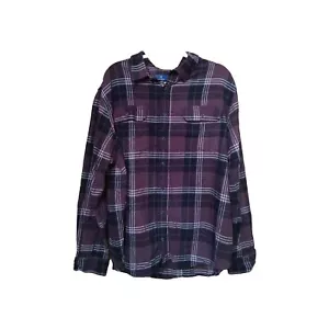 George Long Sleeve Plaid Flannel Button Down Shirt Men’s Size 3XL Black & Brown - Picture 1 of 7