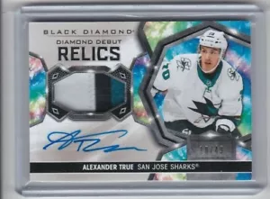 2020 2020-21 BLACK DIAMOND ALEXANDER TRUE DEBUT RELICS AUTO PATCH 18/49 SHARKS - Picture 1 of 2