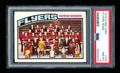 1976 OPC HOCKEY 144 FLYERS TEAM CHECKLIST PSA 8 NM-MINT - Image 1 of 4