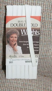 Nastro bias vintage Wrights bianco 1/4" doppia piega artigianale spedizione veloce - Foto 1 di 2
