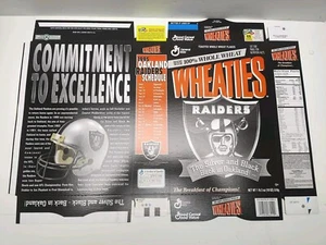 Wheaties 1995 Oakland Raiders Silver and Black Collector Box UNGLUED UNFOLDED - Picture 1 of 4