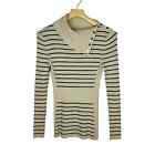 Women's Cache Ribbed Stretch Cowl Neck Sweater Size Medium Gold Accent Snaps
