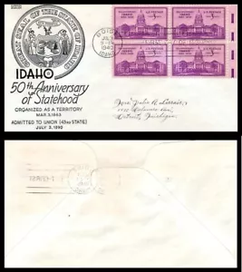 US FDC # 896 3c Idaho Anderson block Addressed 1940, 9p6162 - Picture 1 of 1