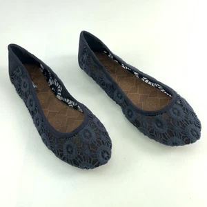Lucky Brand Womens Sz 5.5 Ballet Flats Shoes Blue Crochet Lace Floral Slip On - Picture 1 of 10