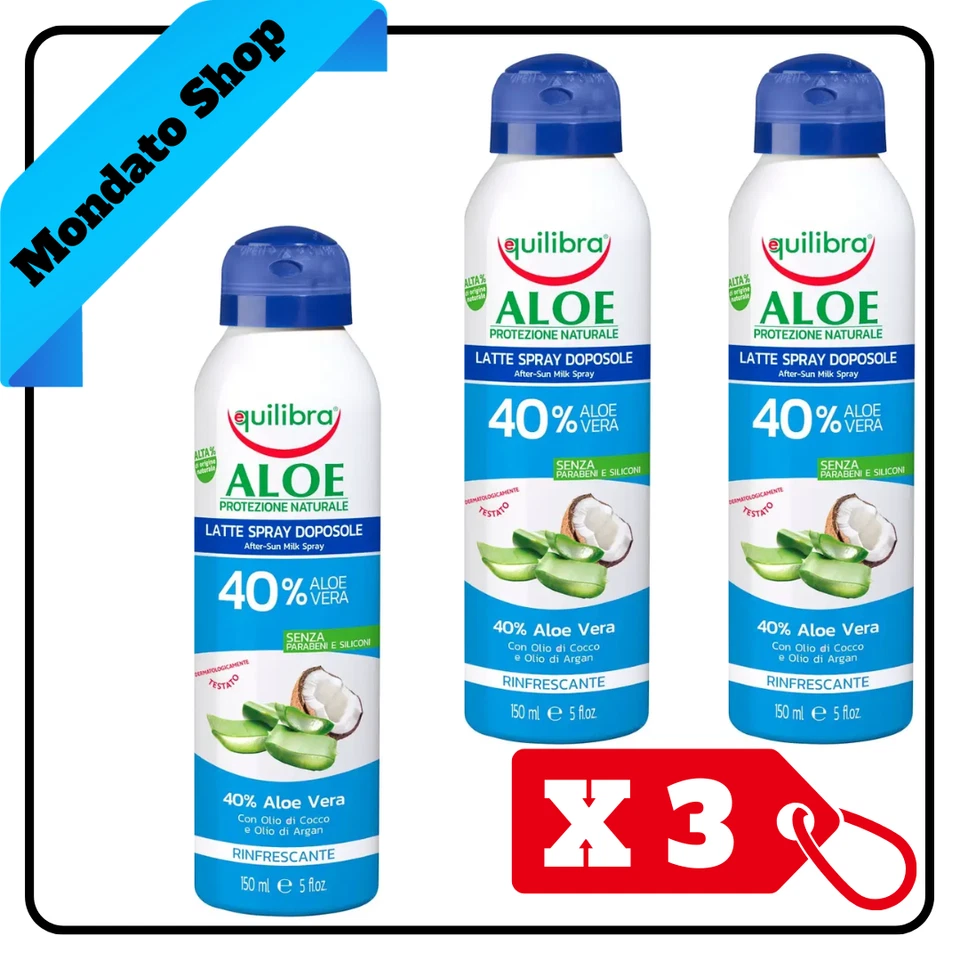 EQUILIBRA ALOE VERA DOPOSOLE RINFRESCANTE OLIO DI COCCO LENITIVO 150ml (X3) - Image 1 of 1