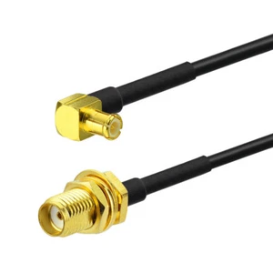 RG174 RF MCX Male Right Angle to SMA Female Bulkhead Mount 15CM Coaxial Cable - Picture 1 of 3