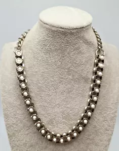 M&S CHUNKY INDUSTRIAL LINK NECKLACE. CHAMPAGNE COLOUR. 16" - Picture 1 of 5