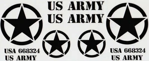 DECAL AUFKLEBERBOGEN "US ARMY" SCHWARZ FÜR RC 1:12 1:10 & 1:8 # 80055 - Bild 1 von 1