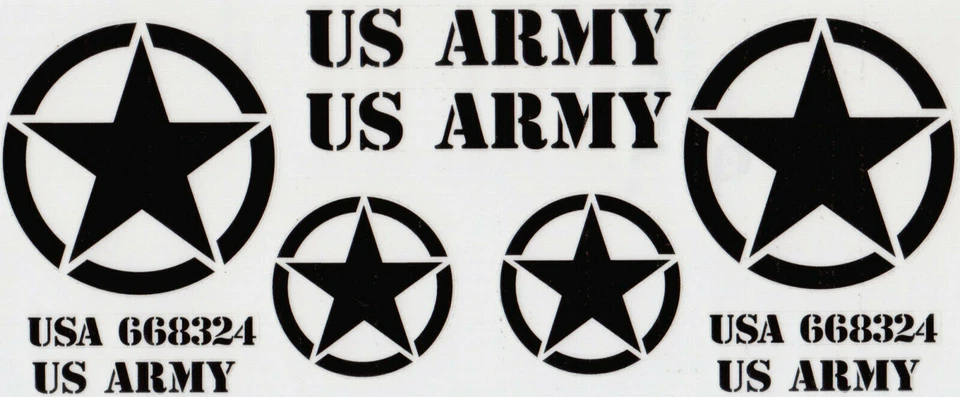 DECAL AUFKLEBERBOGEN "US ARMY" SCHWARZ FÜR RC 1:12 1:10 & 1:8 # 80055 - Bild 1 von 1