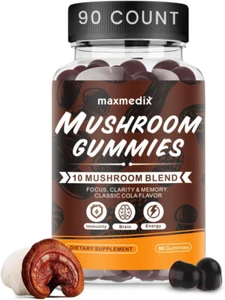 maxmedix 10 Mushroom Blend - Mushroom Gummies-With Ashwagandha and Lion's Mane - Picture 1 of 1