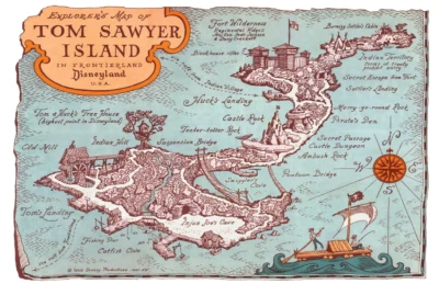 Impresión de póster de mapa Frontierland Disneyland Tom Sawyer Island Explorer Foto 1 de 4