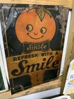Vintage Smile Orange Drink Metal Sign COLA SODA GAS OIL RARE 27" x 10"