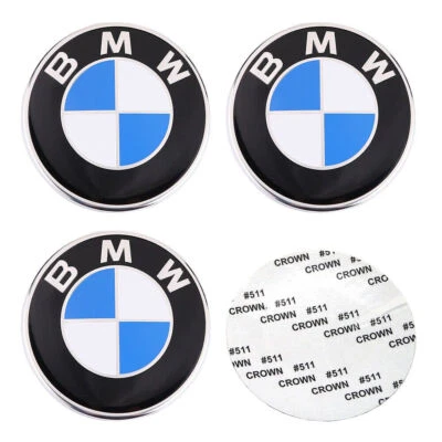 4pcs For BMW 70mm Emblem Sticker Plaque Hub Cap Self Adhesive - Image 1 of 4