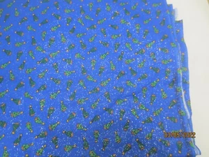 2.75 yds Little Bit of Christmas Trena Hegdahl Christmas Trees Sparkly Blue - Picture 1 of 4