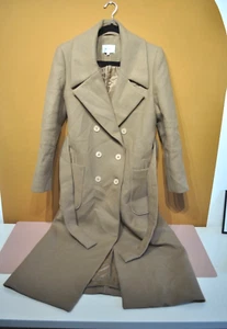 Carven Double Breasted Longline Coat Women's UK Size 12 Camel Virgin Wool Blend - Picture 1 of 19