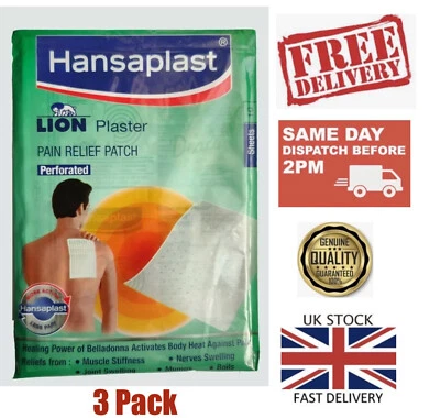 🇬🇧 3 X Pack Of 10 Hansaplast Belladonna Pain Relief Patches Plasters Ayurvedic