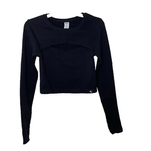 Top corto Joy Lab negro manga larga para mujer talla M agujeros recortados para los pulgares - Imagen 1 de 7