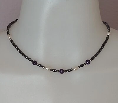 Collar Hermatita Magnético Vintage Mujer Con Pulsera A Juego Foto 1 de 4