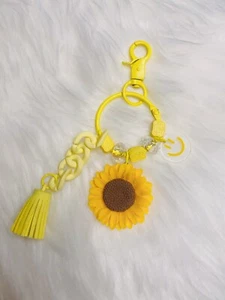 Sunflower tassel bag charm keychain car key fob new handmade birthday gift - Picture 1 of 2