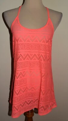 Camiseta sin mangas Victoria's Secret rosa pequeña de malla naranja neón VS Foto 1 de 3