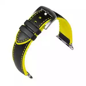 Uhrenarmband Smartwatch Leder, Silikon Gelb von EUTec - 22, 24 mm - Picture 1 of 1