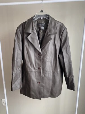 Dialogue brown leather button up jacket - Image 1 of 4