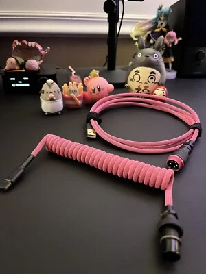 6ft Custom Hot Pink Detachable Coil Cable USB-C (keyboard connection) to USB PC - Image 1 of 4