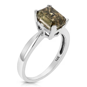 1 ct Champagne Diamond Solitaire Engagement Ring in 14K White Gold Emerald Brown - Picture 1 of 5