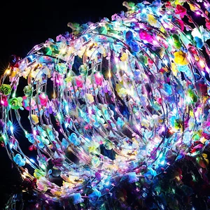 64 Pcs Light up Flower Headband LED Hair Crown Girl Headpiece Luminous Tiara Glo - Picture 1 of 6