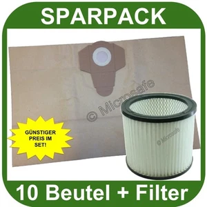 10 Staubsaugerbeutel + Faltenfilter zu Einhell BT-VC 1250 / RT-VC 1500 WM 1500WM - Bild 1 von 1