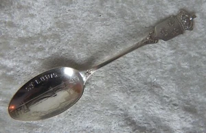 MERMOD JACCARD STERLING SILVER ST LOUIS EADS BRIDGE CROWN SOUVENIR SPOON ANTIQUE - Picture 1 of 5
