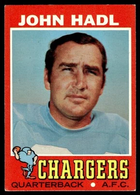 1971 Topps Football Card John Hadl San Diego Chargers #255 EX-MT+ - Image 1 of 2