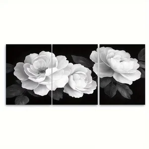 3pcs  Black and White Floral Rose  Metal Print Ready to Hang Art - Picture 1 of 7