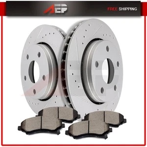 Rotores de freno delanteros discos + pastillas de cerámica perforadas ranuradas para Jeep Wrangler 07-15 - Imagen 1 de 8