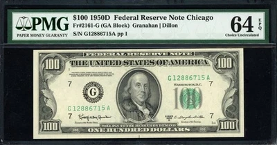 1950D $100 Chicago Federal Reserve Note Granahan / Dillon PMG Choice Unc 64 EPQ - Image 1 of 2