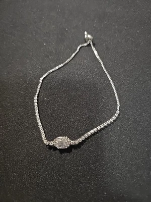 Brazalete ajustable de plata de ley 925 con circonita cúbica tachonada tenis Foto 1 de 2