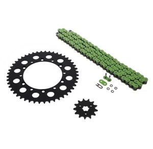Cadena y piñón Kawasaki KX125 125 2004-2008 verde junta tórica negro 13/48 114 L - Imagen 1 de 4