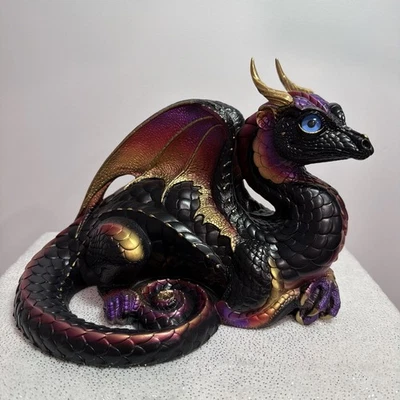 Windstone Editions Lap Dragon Negro Dorado Como Nuevo En Caja Con Etiqueta Peña Foto 1 de 4