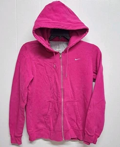 NIKE Womens Zip Hoodie Sweater Size L Pink Cotton CT10 - Picture 1 of 8
