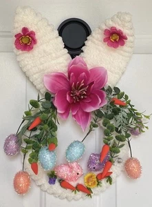 Easter Bunny Wreath, Floral and Egg Decoration, Handmade Spring Decor! - Picture 1 of 10