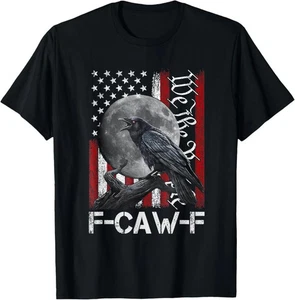 F-Caw-F Black Crow Black Bird Retro USA Flag Vintage F-Caw-F T-Shirt S-5XL - Picture 1 of 7