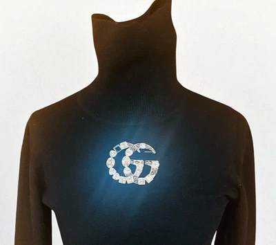 Broche GUCCI Cristal Logo GG Plateado Incoloro Tamaño 2.4x3.1 pulgadas De Colección Foto 1 de 4