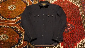 IRON HEART Blanket Lined Denim Western Pearl Snap Shirt Size XXL Indigo Blue - Picture 1 of 8