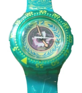 Swatch Swiss SDG105 "Ship Of Glory" 200m Teal Blue & Yellow Wrist Watch WORKS! - Picture 1 of 4